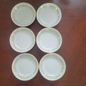 Set Of 6 Bell Fine China Dessert Berry Bowls With Gold & Green Floral Border